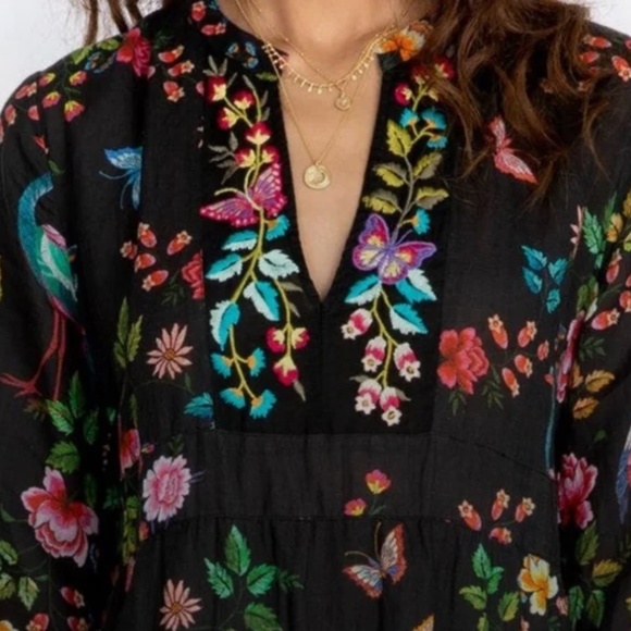 JOHNNY WAS Tiered Floral Boho Dress SZ Large - Picture 4 of 6